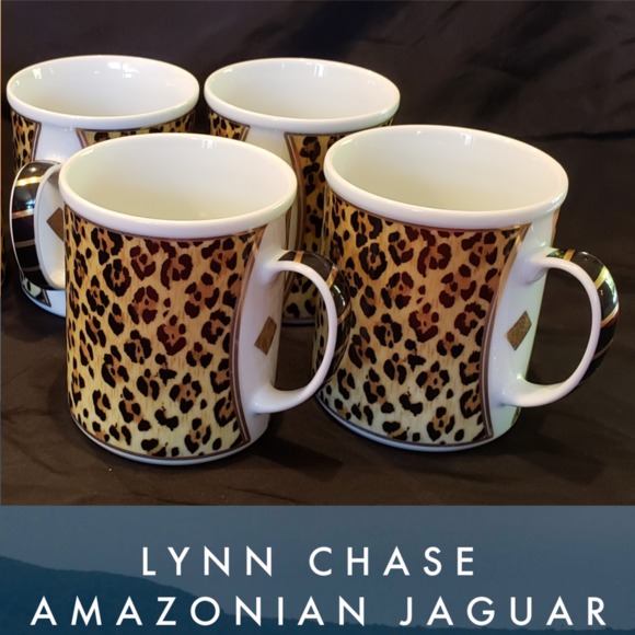 Lynn Chase Designs Other - Lynn Chase Amazonian Jaguar Mugs, Set of 8